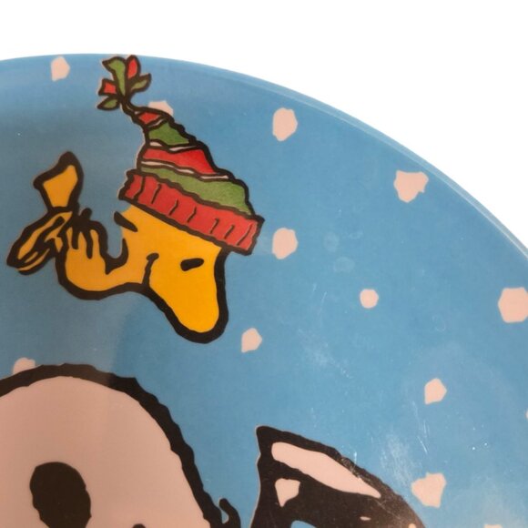 Peanuts Snoopy and Woodstock Christmas Plate Blue 8 Inch Plastic Gibson 2010 - Picture 9 of 9